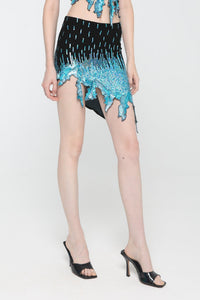 Jupe midi asymétrique à sequins - Pool Blue