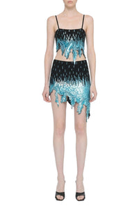 Jupe midi asymétrique à sequins - Pool Blue