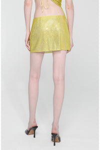 Jupe courte ornée de strass - Yellow