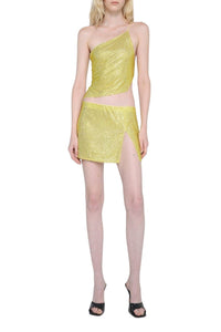 Jupe courte ornée de strass - Yellow