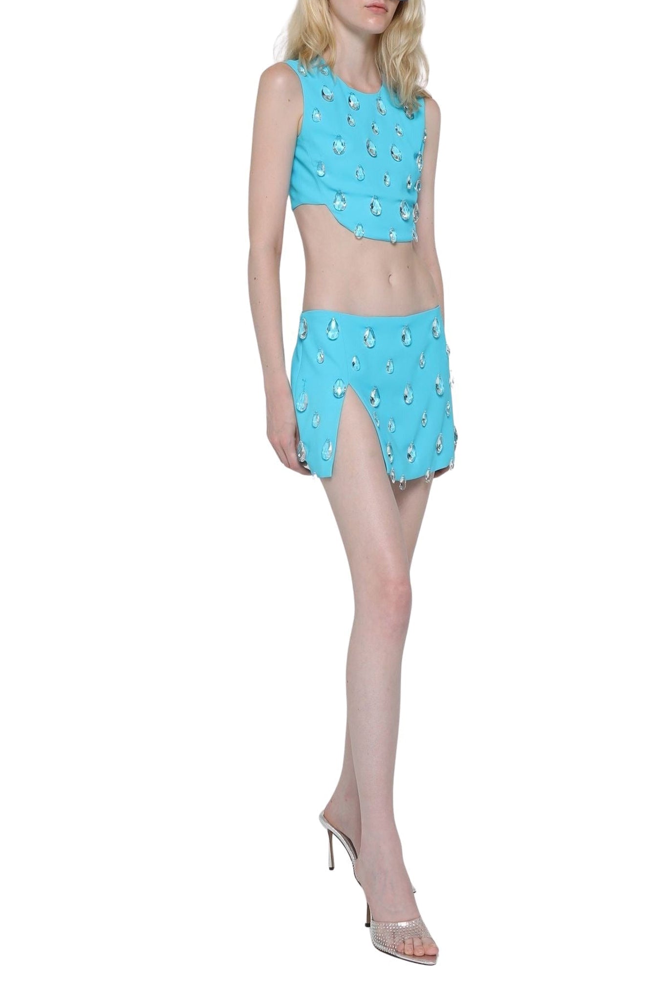 Pool blue // Cady envers satin mini skirt