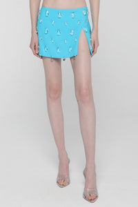 Pool blue // Cady envers satin mini skirt
