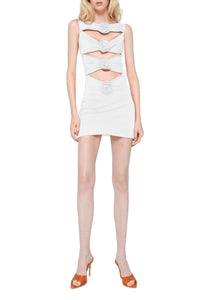 Robe courte avec découpes - White