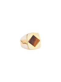 Ambora Ring in 18K Gold Plated & Tiger's Eye - Gold & Brown