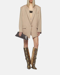Blazer oversize Glen en laine - Beige