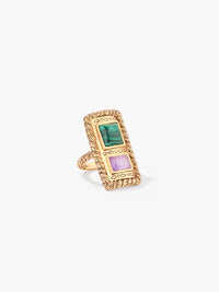 Bague Bague Malli Malachite Jade  - Doré, émeraude et violet