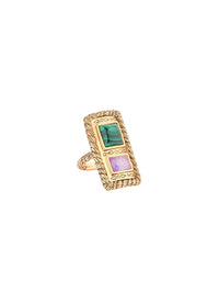 Bague Bague Malli Malachite Jade  - Doré, émeraude et violet