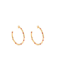 Boucles d'oreilles Creoles Positano Pois Vermillon - Doré et vermillon