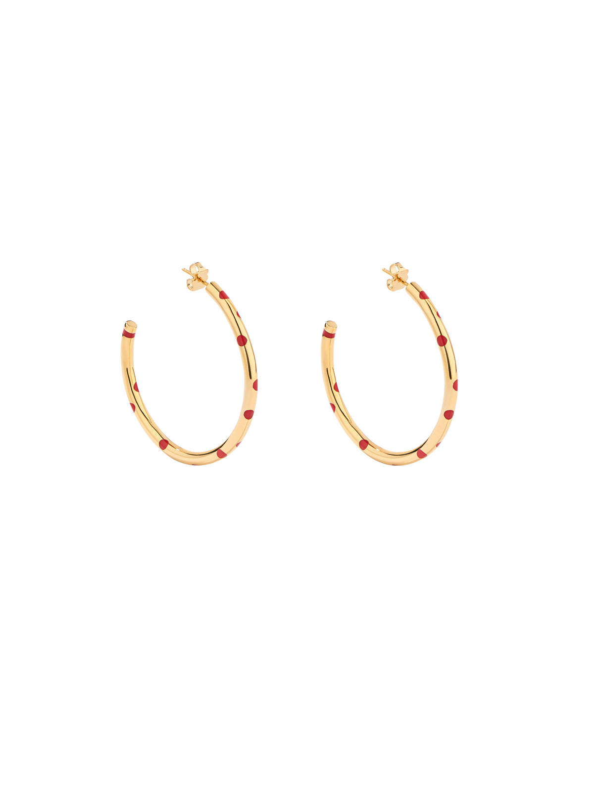 Boucles d'oreilles Creoles Positano Pois Vermillon - Doré et vermillon