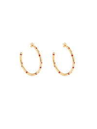 Boucles d'oreilles Creoles Positano Pois Vermillon - Doré et vermillon