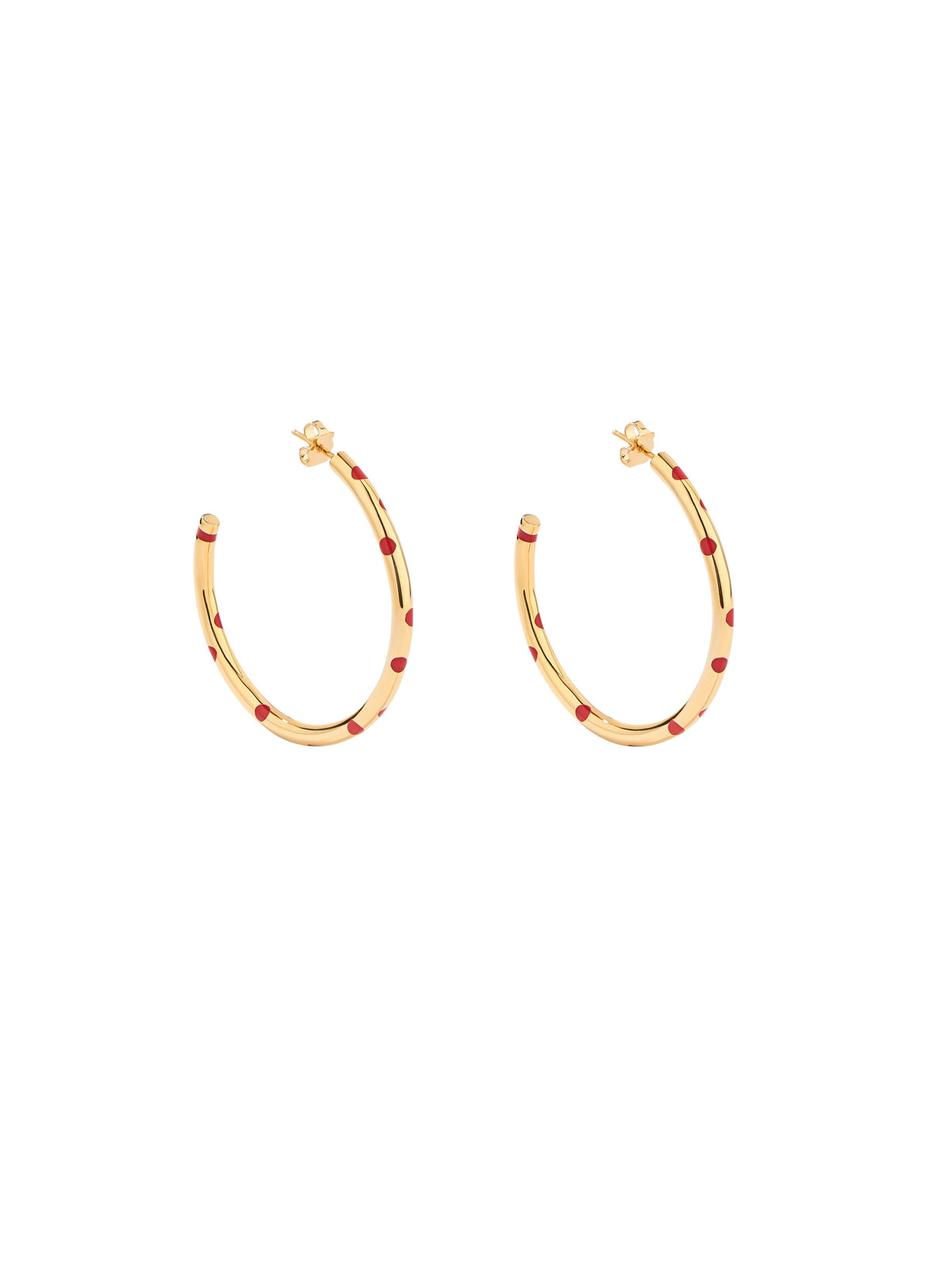 Boucles d'oreilles Creoles Positano Pois Vermillon - Doré et vermillon
