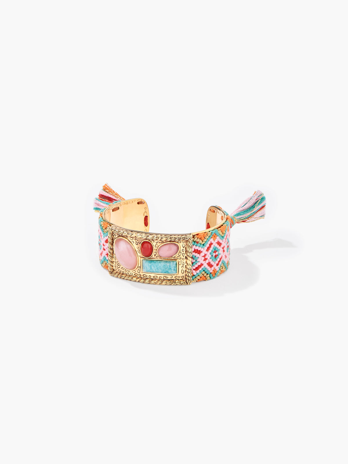 Bracelet Bracelet Malli Amazonite Opale Calcedoine Rouge - Doré et multicolore