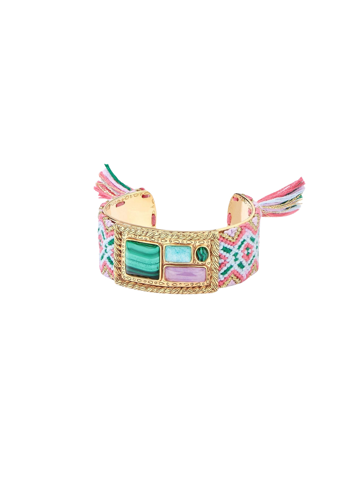 Malli Bracelet in 18K Gold Plating & Semi-Precious Stones - Green & Multicolor