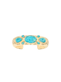 Bracelet Navajo plaqué or 18K & Turquoise - Doré & Turquoise