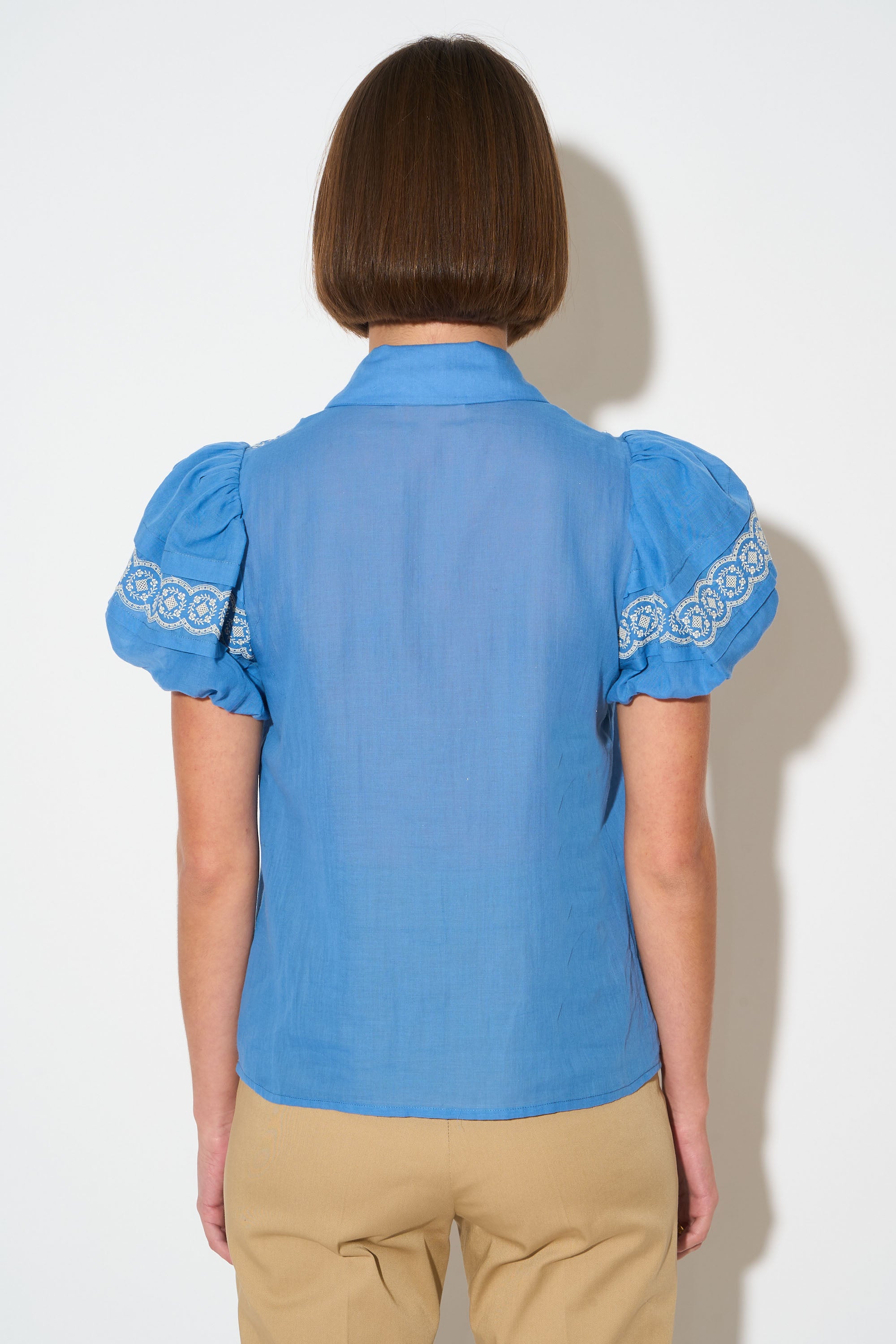 Blouse Bonbon avec manches ballon - Bleu
