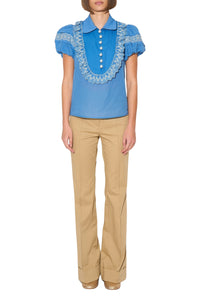 Blouse Bonbon avec manches ballon - Bleu