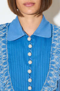 Blouse Bonbon avec manches ballon - Bleu