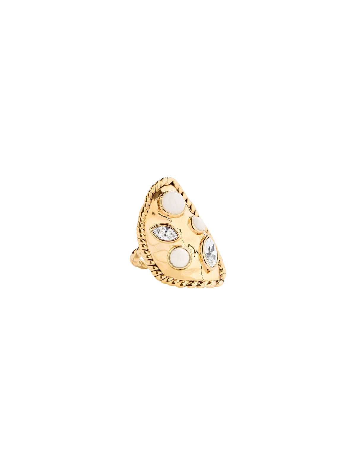 Douliou ring plated in 18K gold & Moonstone - Gold & Ivory