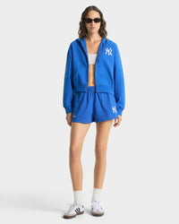 Sweat à capuche court zippé Yankees Serif - Bleu équipe/Blanc