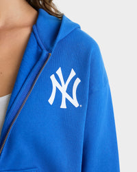 Sweat à capuche court zippé Yankees Serif - Bleu équipe/Blanc