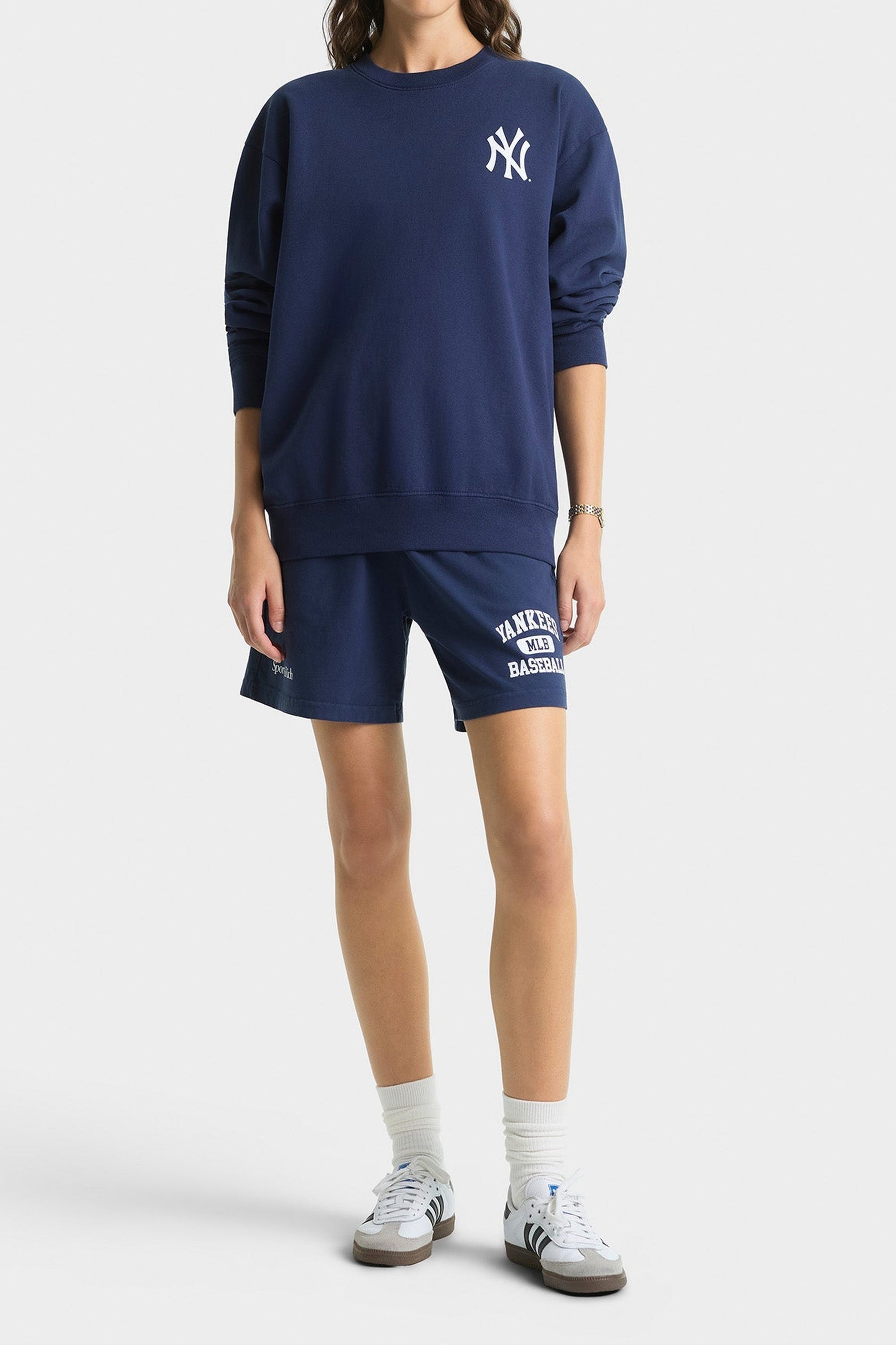 Pull à col rond Yankees Serif - Bleu Marine & Blanc