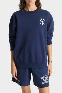 Pull à col rond Yankees Serif - Bleu Marine & Blanc