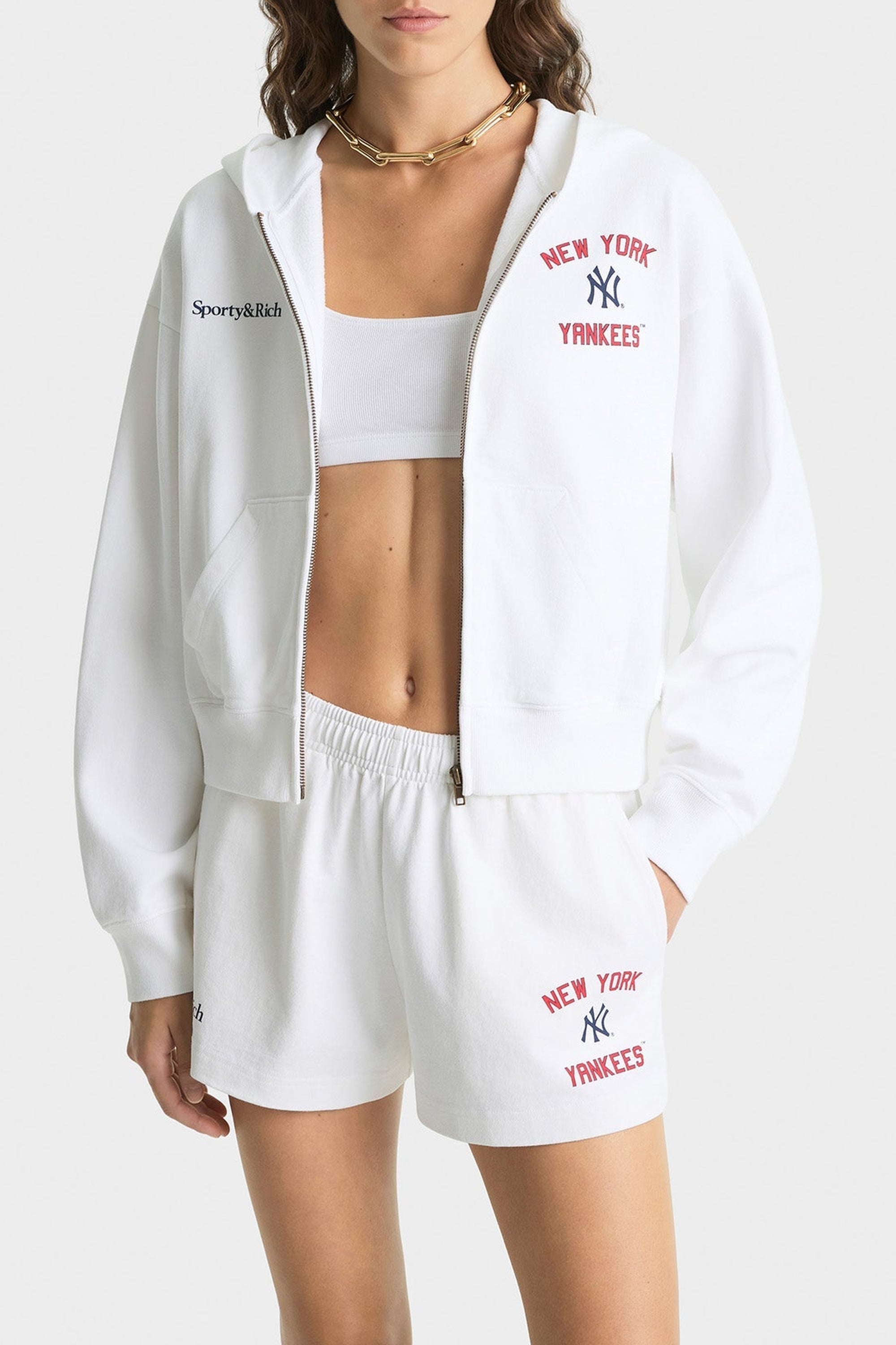 Sweat à capuche à fermeture zippée - White