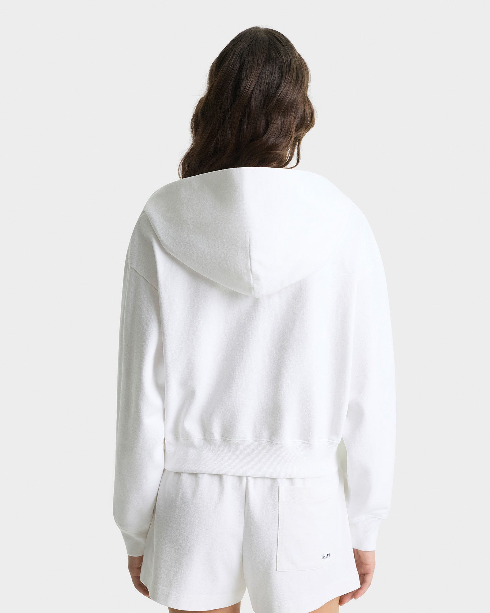 Sweat à capuche à fermeture zippée - White