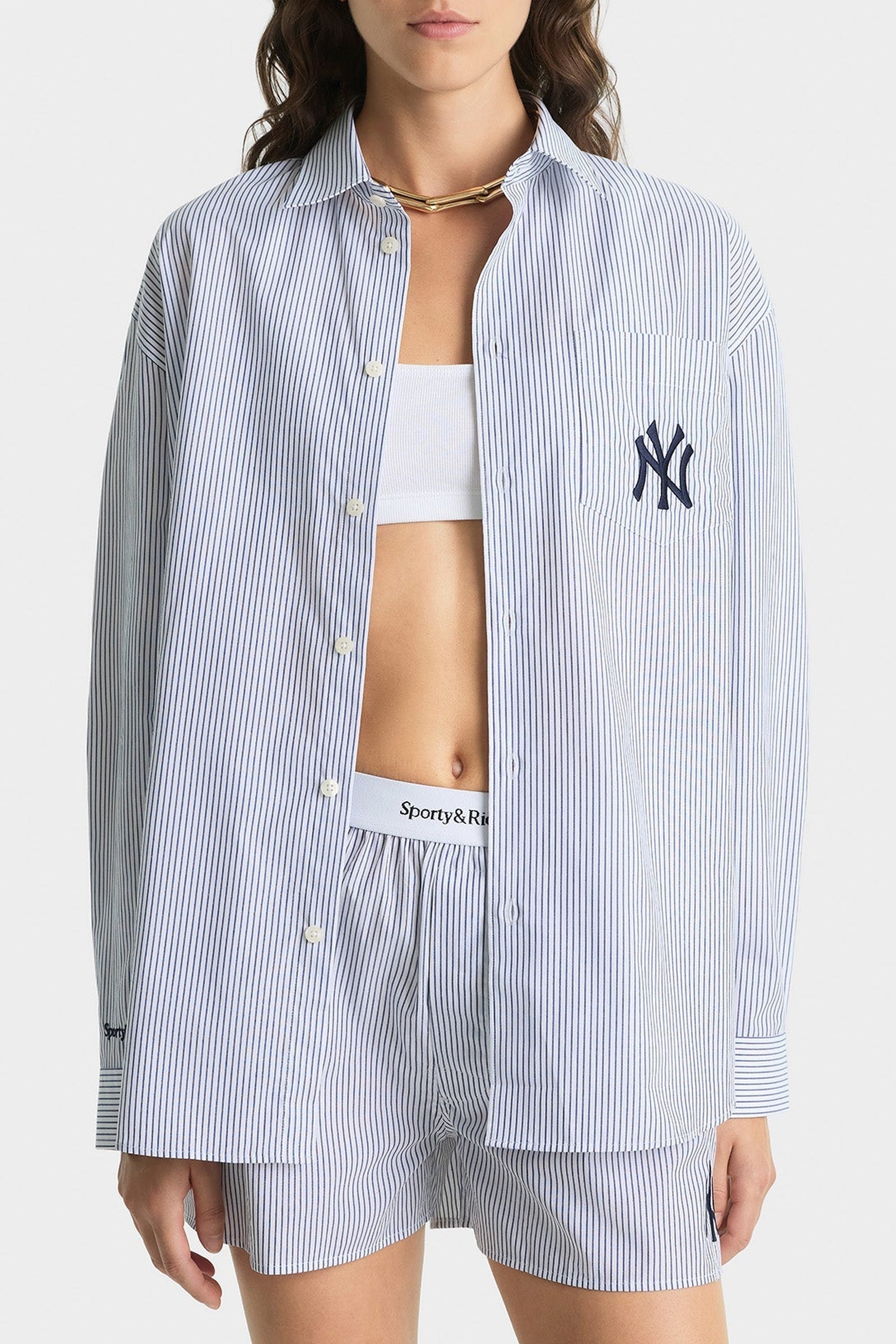 Chemise oversize à rayures - Navy Striped