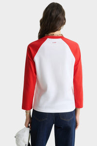 T-shirt Yankees à manches longues raglans - White & Fire Red