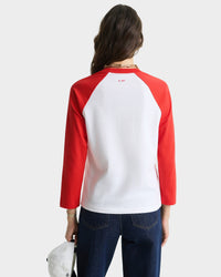 T-shirt Yankees à manches longues raglans - White & Fire Red