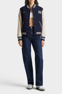Veste universitaire Homerun en laine - Bleu Marine & Crème