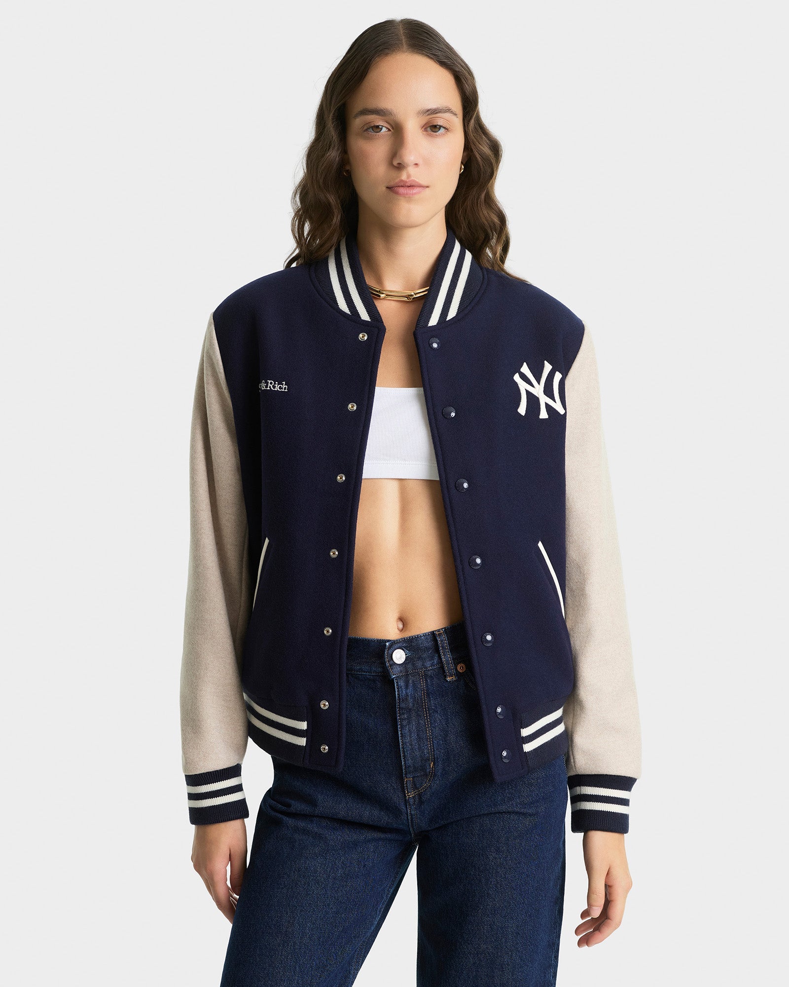 Homerun Wool Varsity Jacket - Navy & Cream