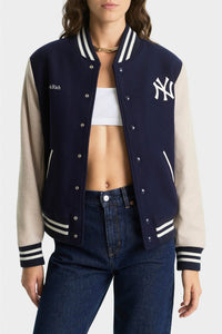 Veste bomber Varsity en laine - Dark Navy & Cream