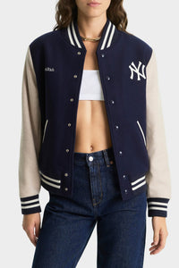 Veste universitaire Homerun en laine - Bleu Marine & Crème