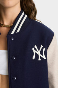 Veste universitaire Homerun en laine - Bleu Marine & Crème