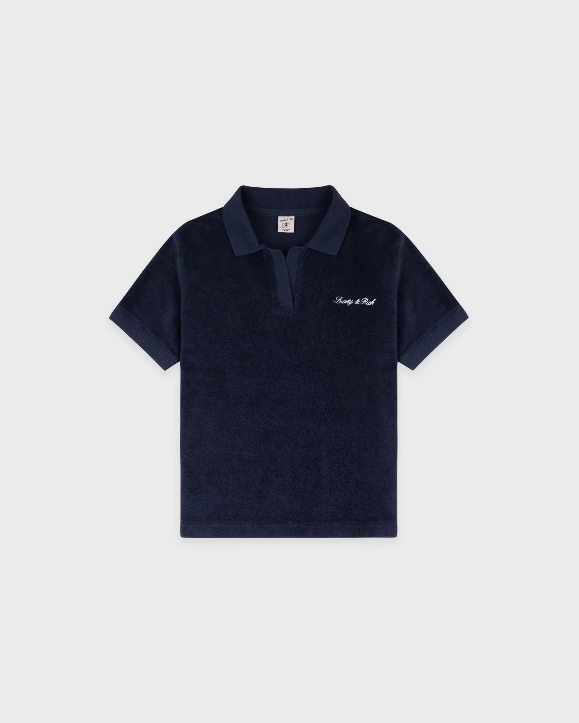 Polo en tissu éponge pour enfant avec logo Signature - Bleu marine foncé
