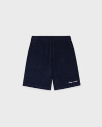 Short en éponge pour enfant avec logo Signature - Bleu marine foncé