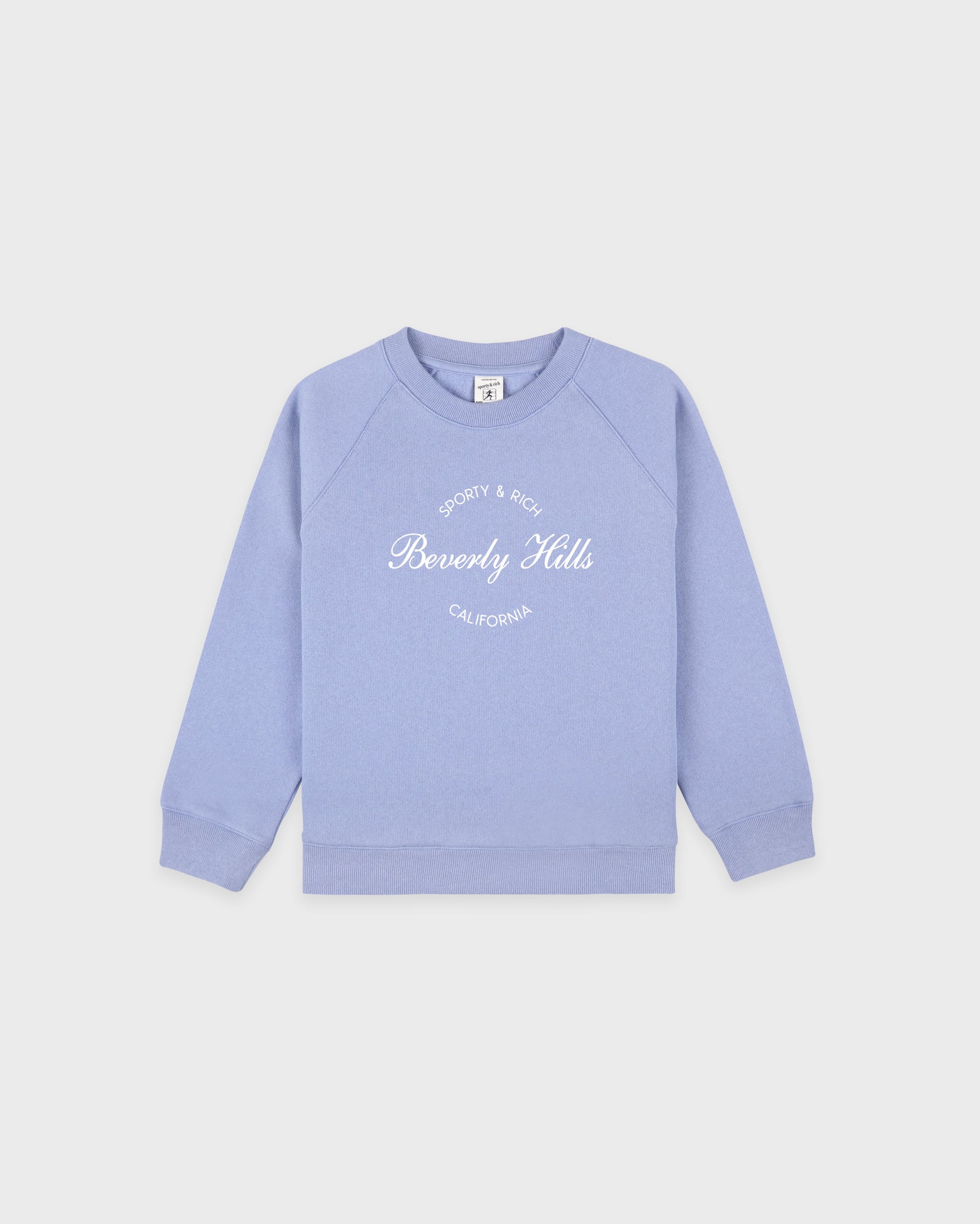 Pull à col rond Beverly Script pour enfants - Periwinkle
