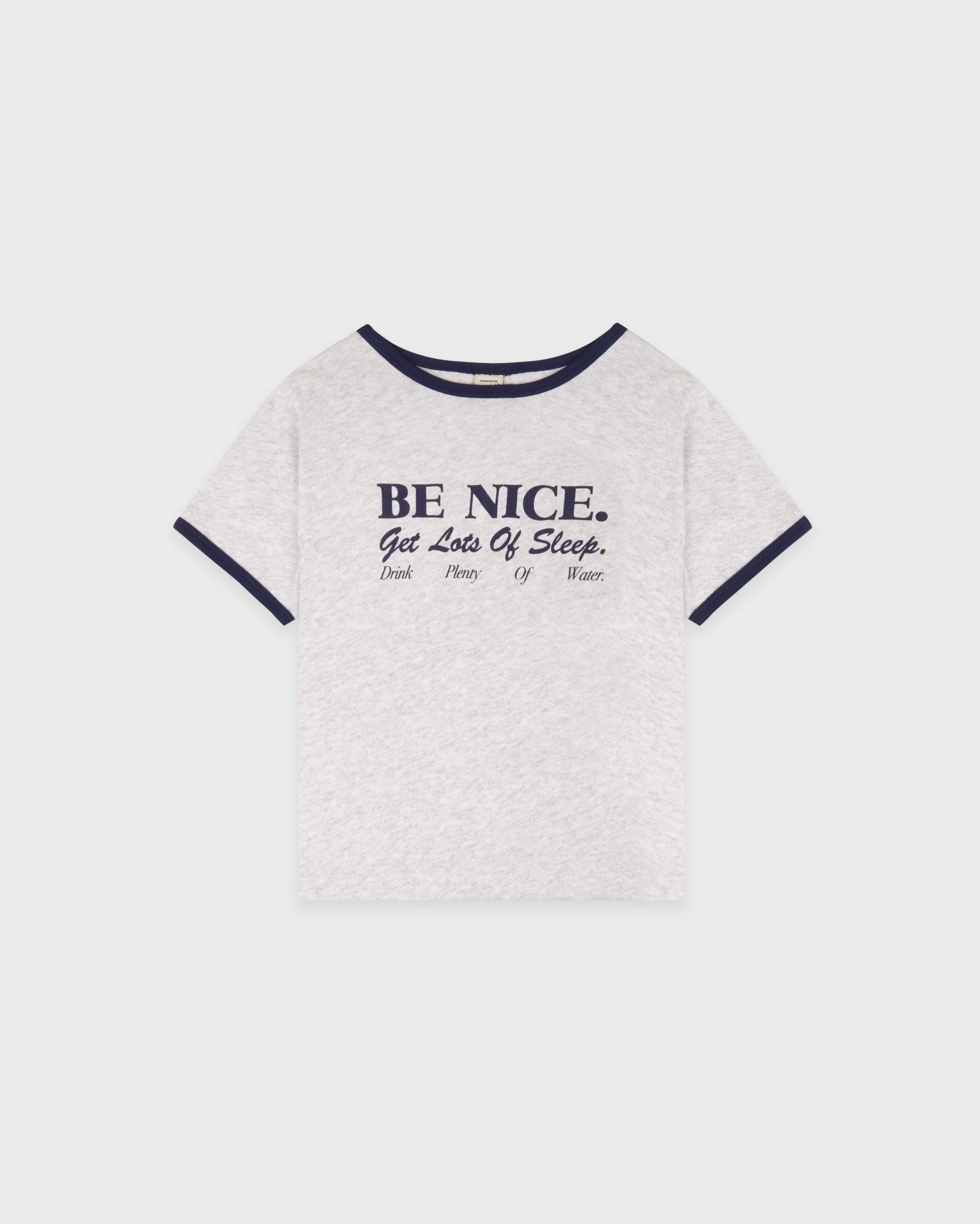 T-shirt à col rond « Be Nice Kids » - Gris chiné/Bleu marine foncé