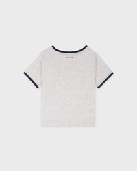 T-shirt à col rond « Be Nice Kids » - Gris chiné/Bleu marine foncé