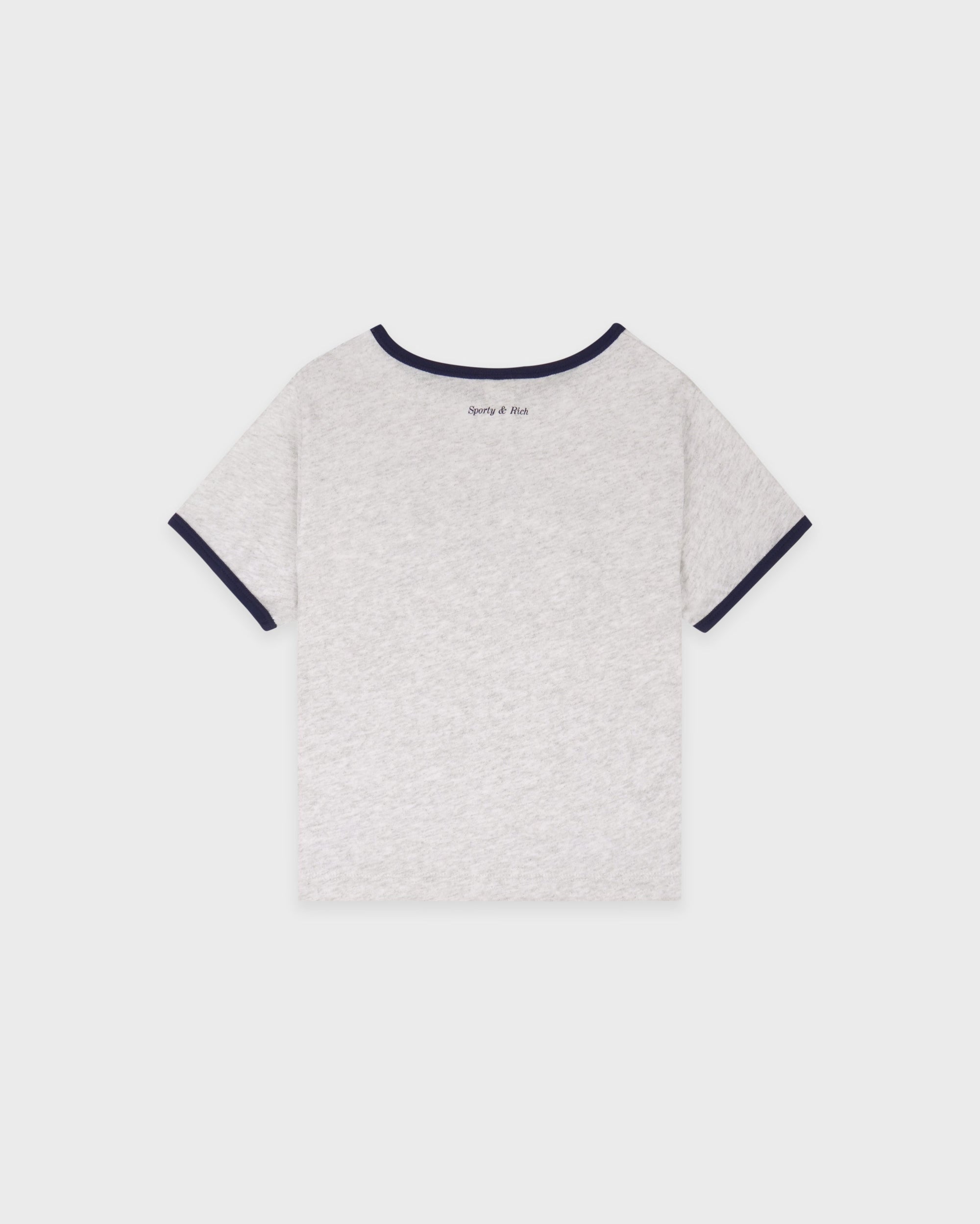 T-shirt à col rond « Be Nice Kids » - Gris chiné/Bleu marine foncé