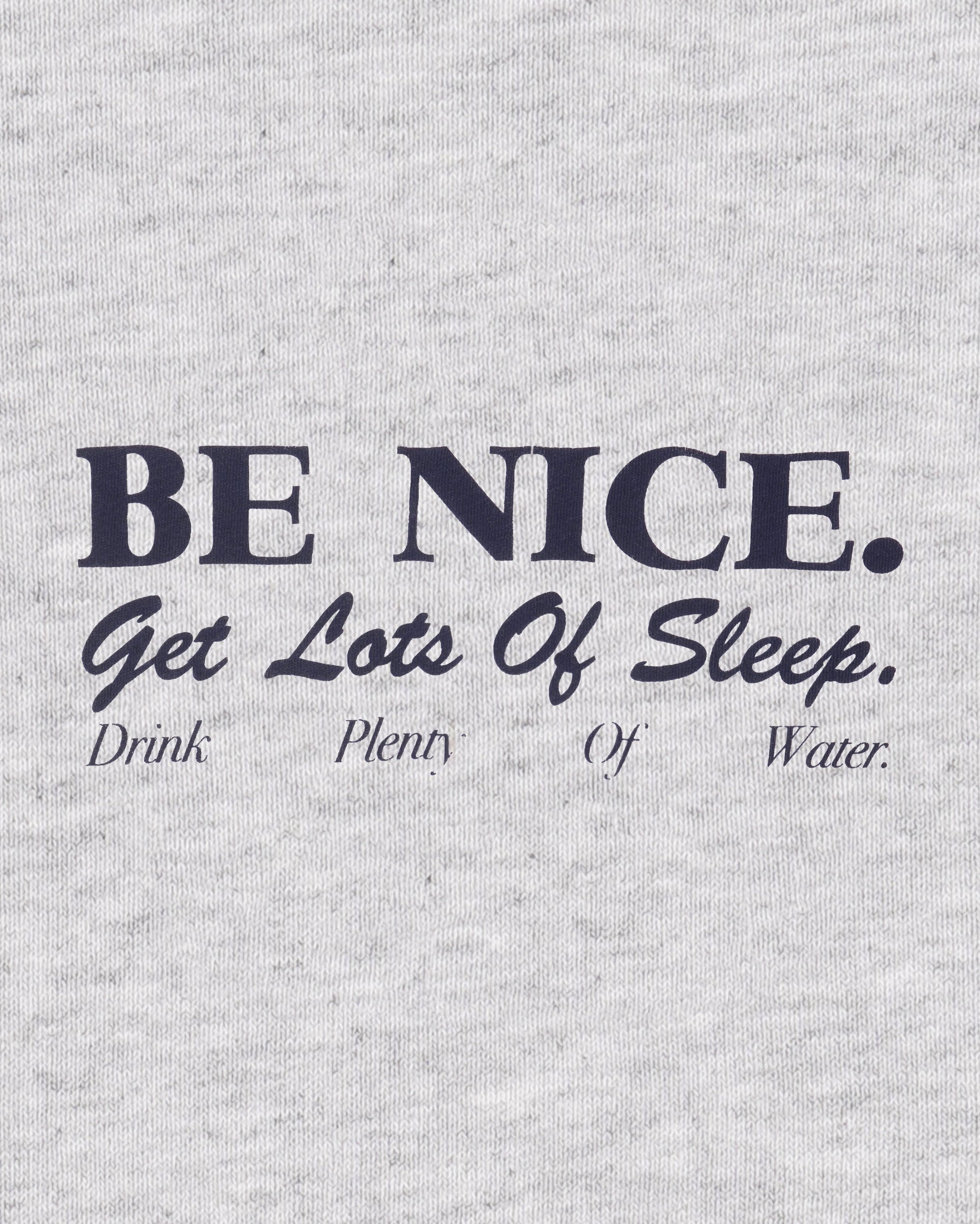 T-shirt à col rond « Be Nice Kids » - Gris chiné/Bleu marine foncé