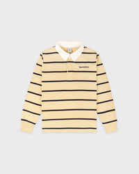 Polo de rugby pour enfant avec logo Serif - Amande/Bleu marine