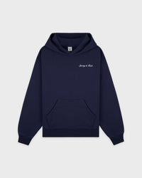 Sweat à capuche brodé « Syracuse » - Bleu marine/Blanc