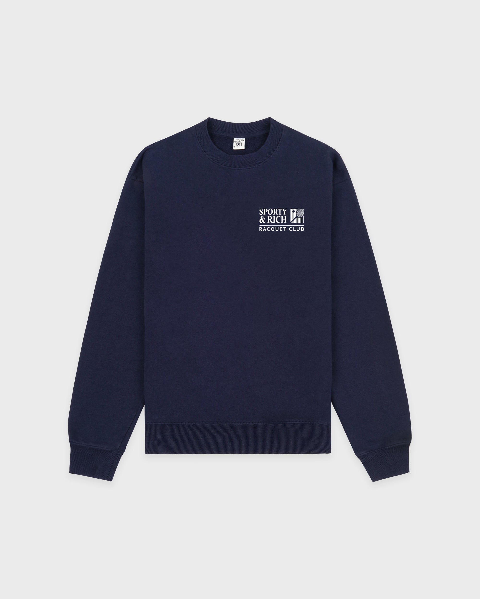 Pull à col rond Promo - Bleu marine/Blanc
