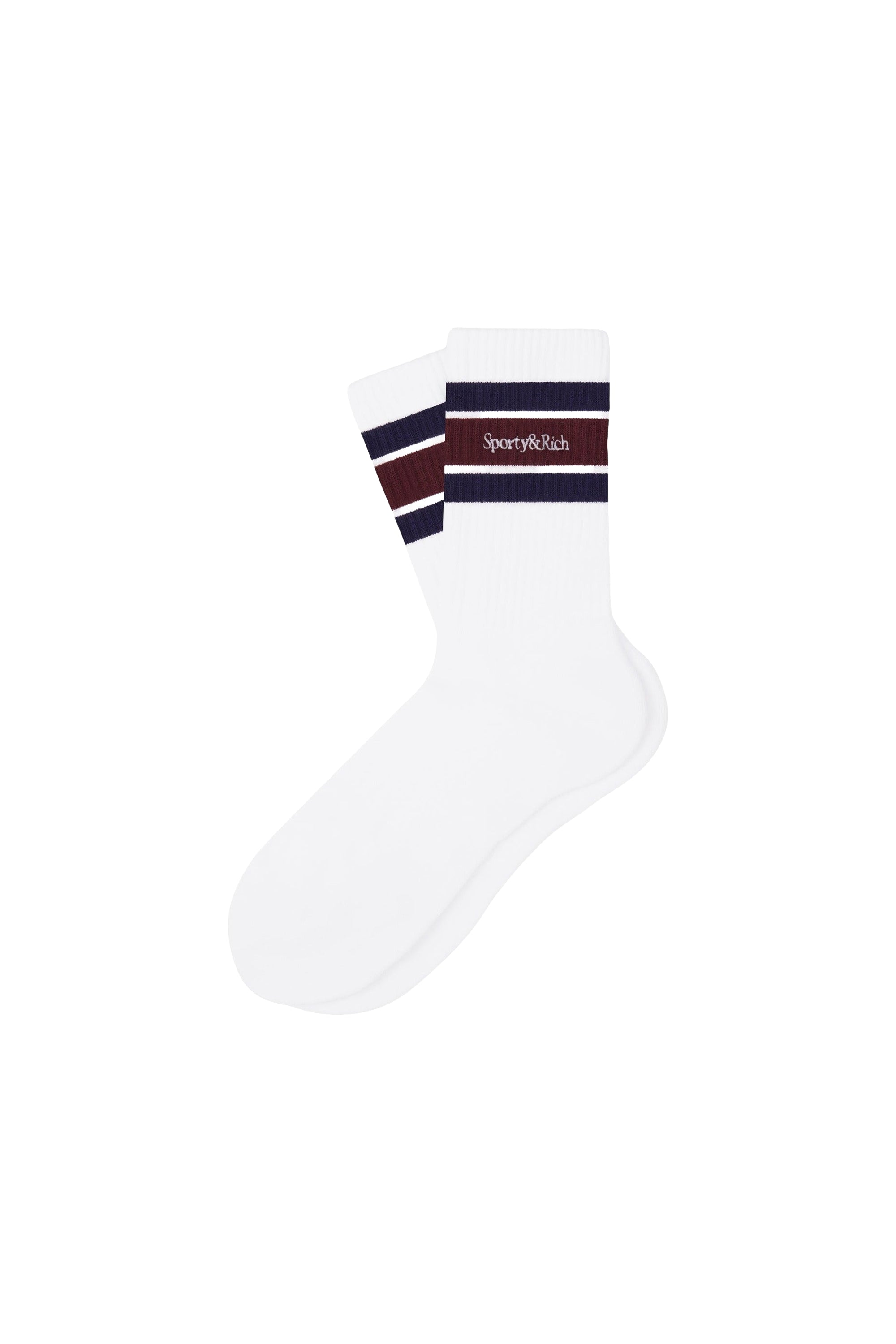 Serif logo sports socks - White, Navy Blue and Burgundy