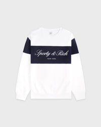 Pull à col rond avec logo emblématique - Blanc