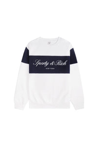 Pull à col rond et logo emblématique - Blanc