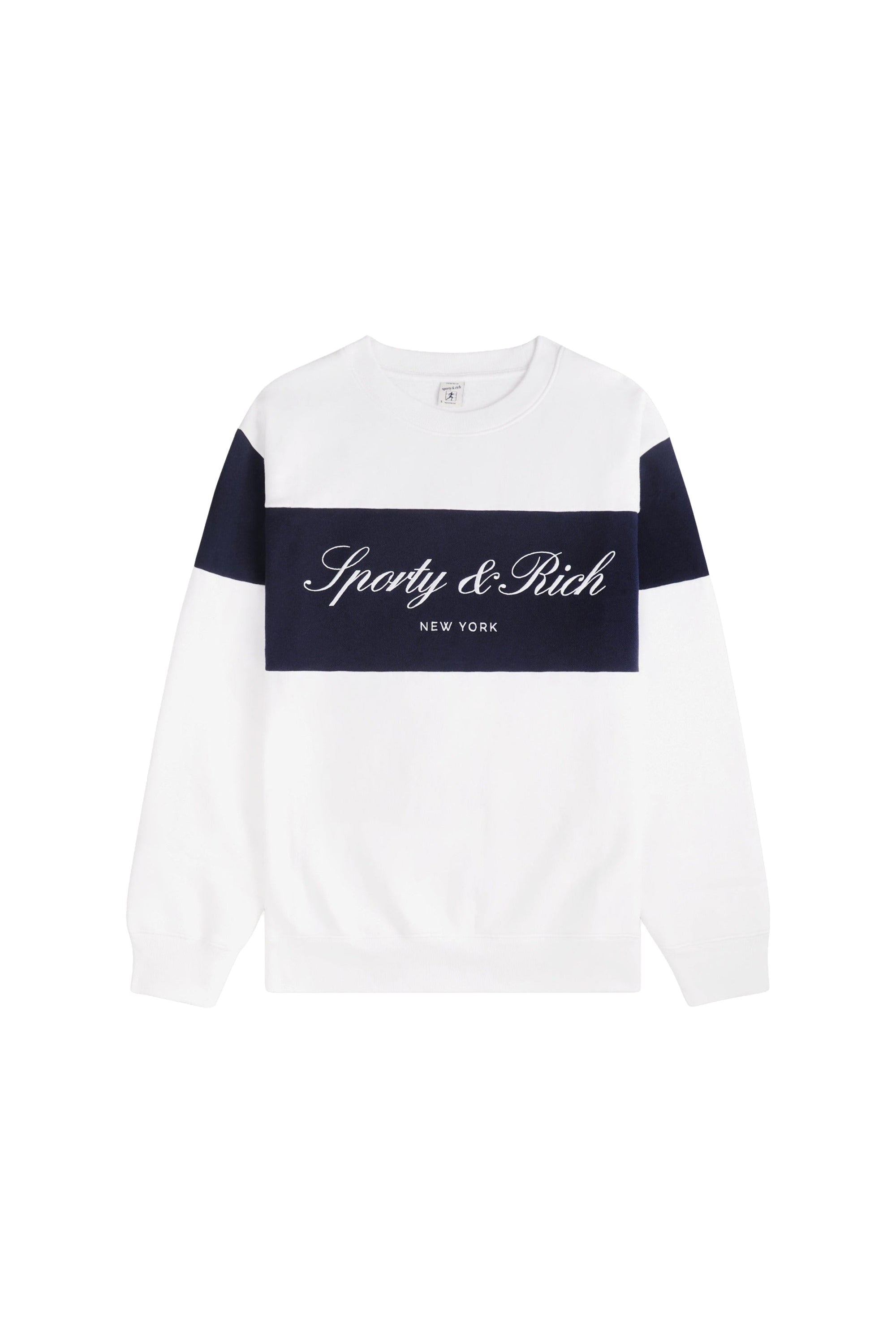 Pull à col rond et logo emblématique - Blanc